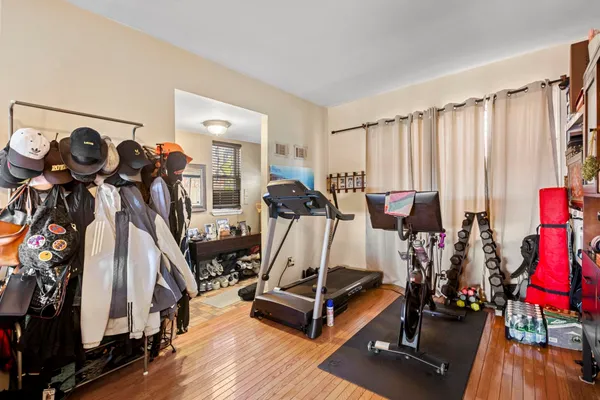 a view of a room with gym equipment