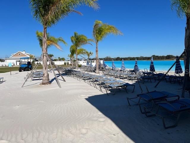 10373 Lavender Aster Trail San Antonio, FL 33576 - Photo 34 of 34 a view of a swimming pool with a table and chairs under an umbrella