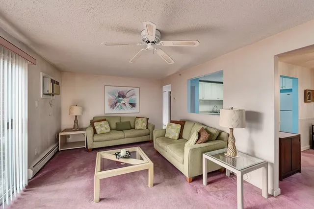 a living room with furniture and a rug