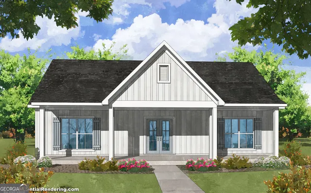 front view of a house with a yard