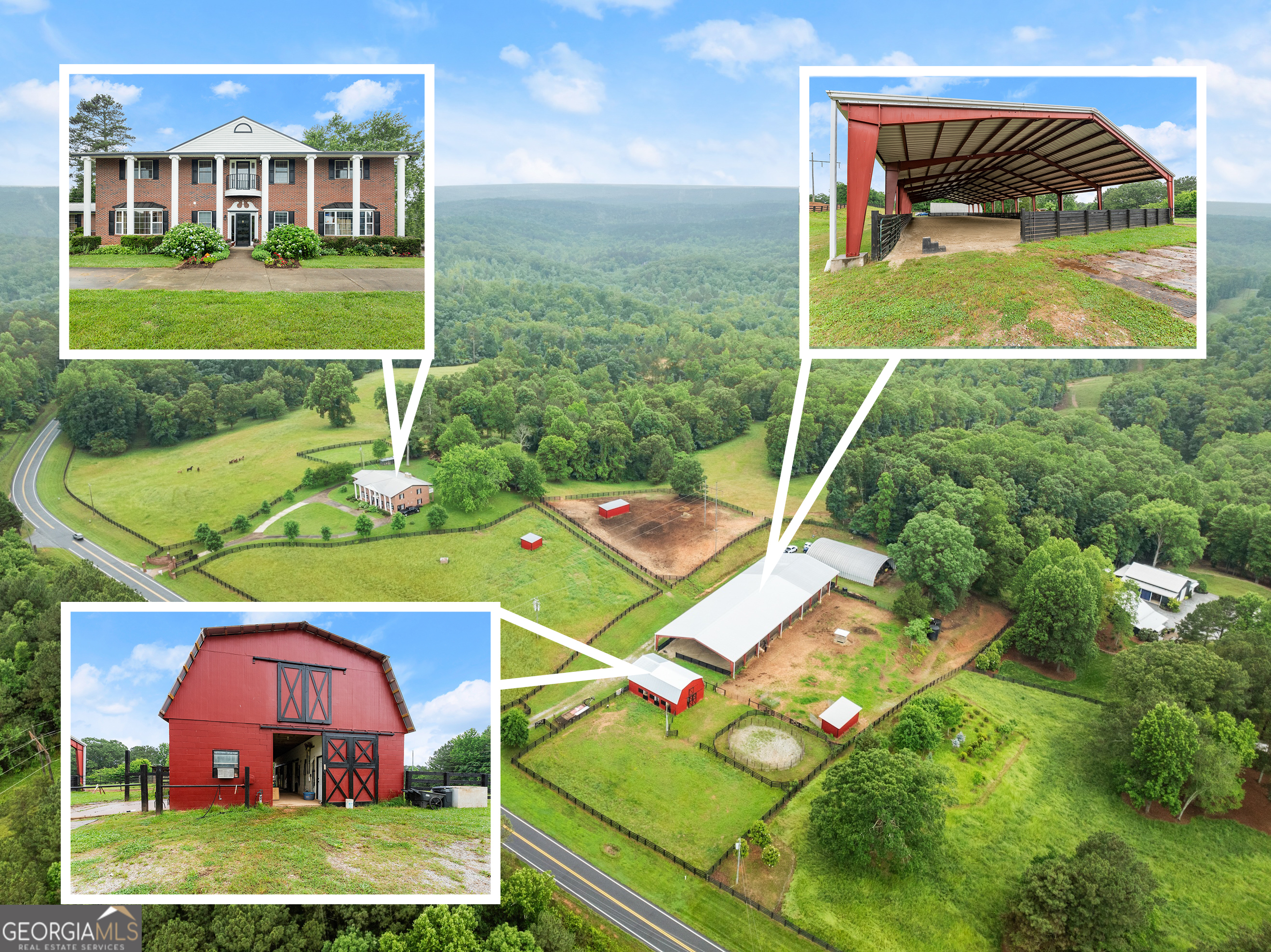 7215 Kelly Bridge Road Dawsonville, GA 30534 - Photo 1 of 81 an aerial view of a house with swimming pool garden and mountain view in back
