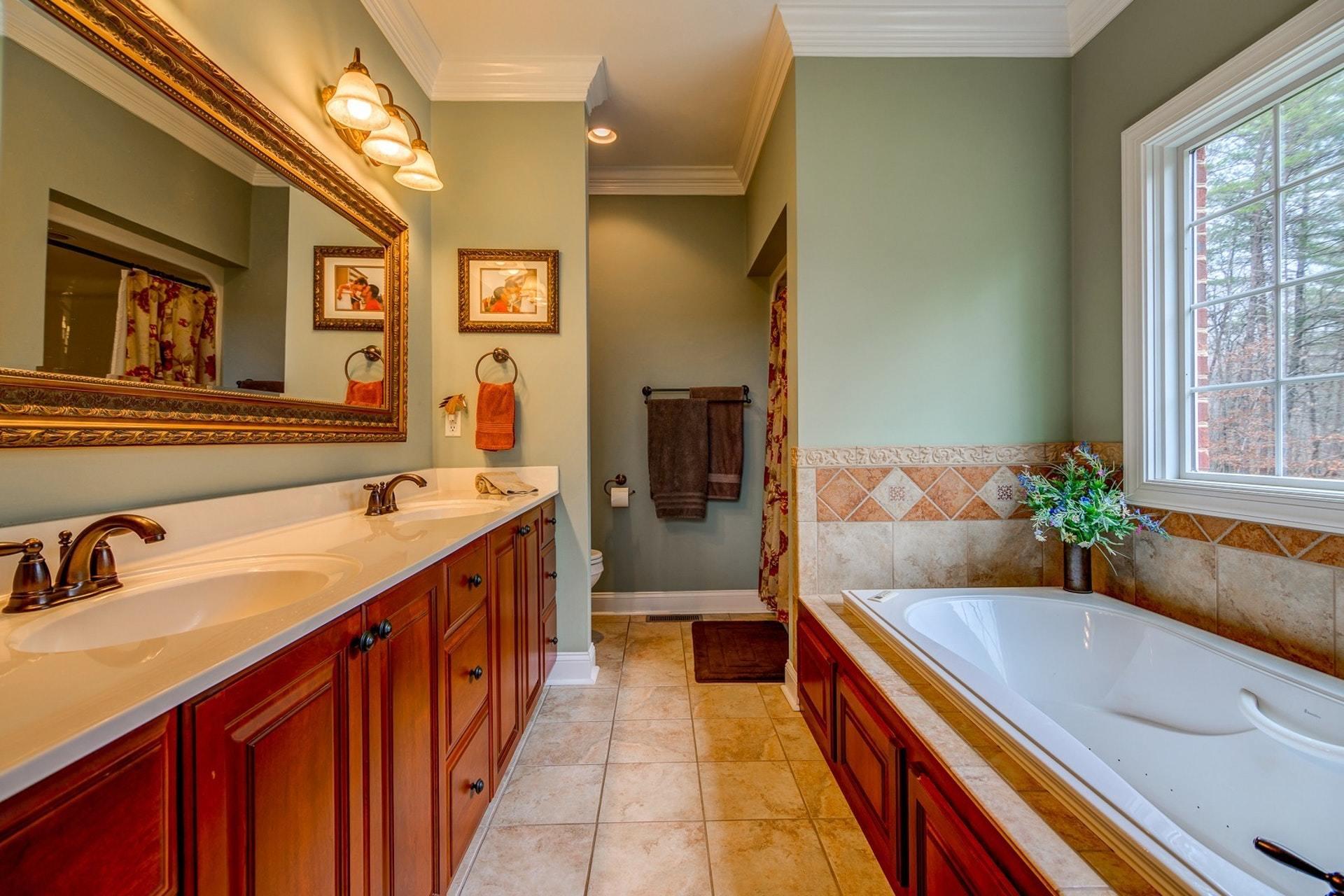 565 Charlie Road Hardy, VA 24101 - Photo 8 of 58 a spacious bathroom with a granite countertop tub sink and mirror