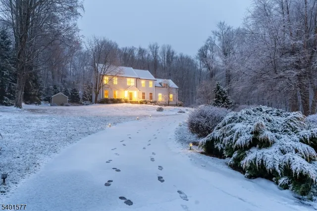 a view of a house with a yard and pathway