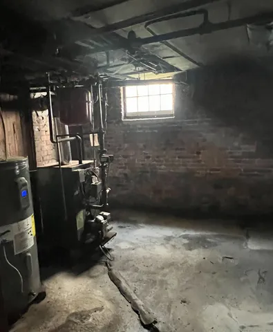 a view of a room with water heater room