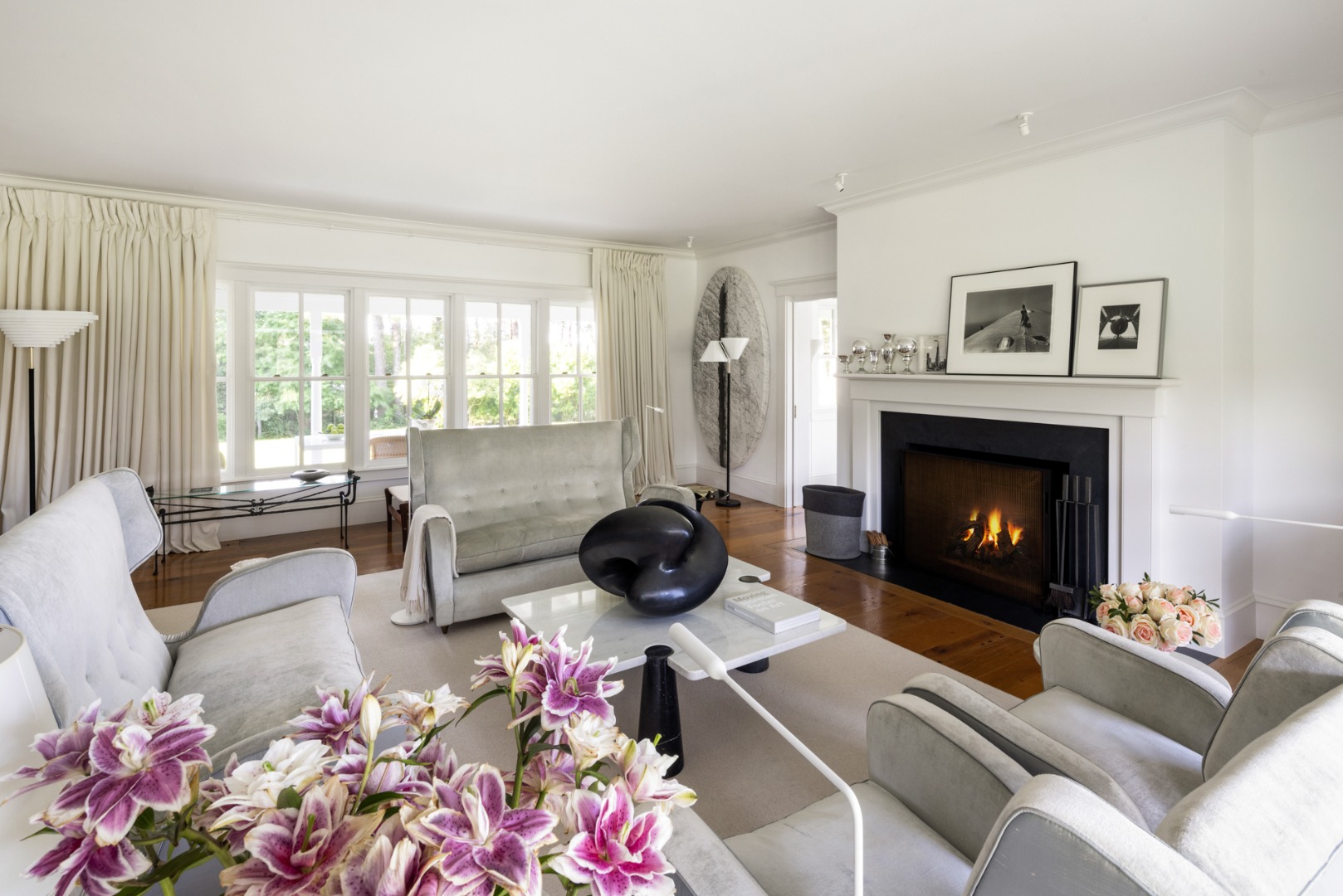 41 Cobbs Hill Road Chilmark, MA 02535 - Photo 14 of 46 a living room with furniture and a fireplace