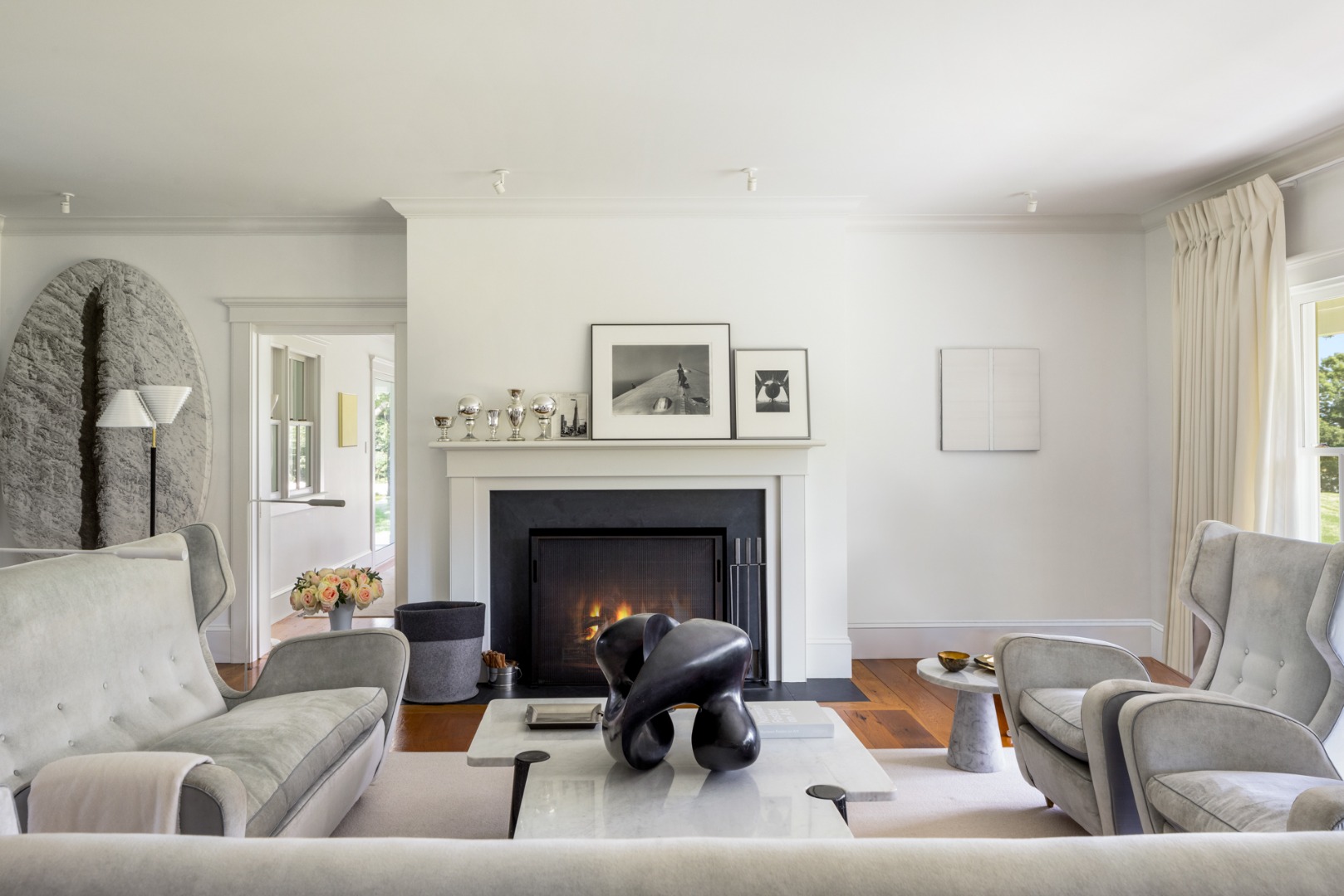 41 Cobbs Hill Road Chilmark, MA 02535 - Photo 15 of 46 a living room with furniture and a fireplace