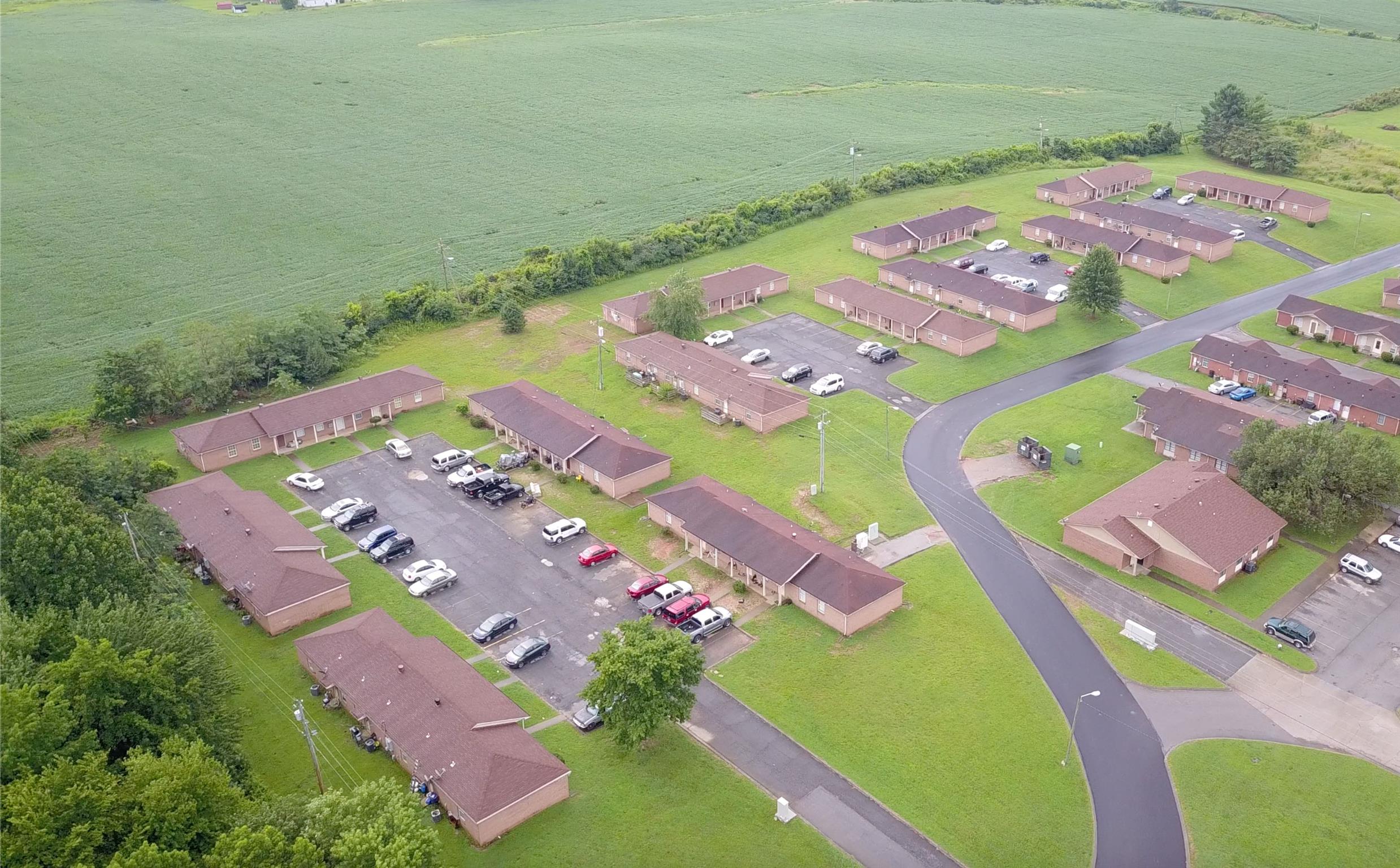 an aerial view of a  an outdoor space