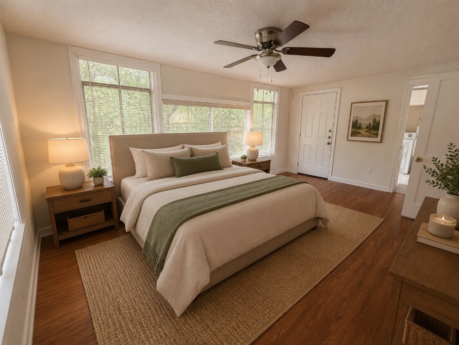819 East 31st Street Austin, TX 78705 - Photo 13 of 19 a bedroom with a bed flat screen tv and window