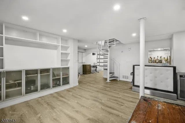 a view of a livingroom with a staircase
