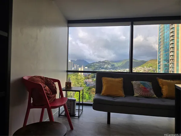 a view of a chairs in a balcony