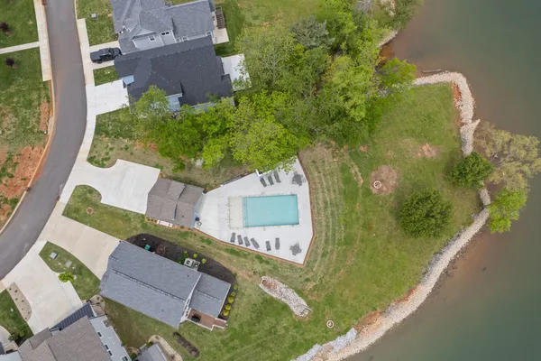 a view of a lake with a houses