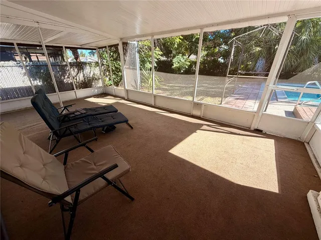 a living room with a large window
