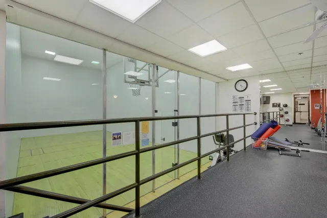 a view of a room with gym equipment