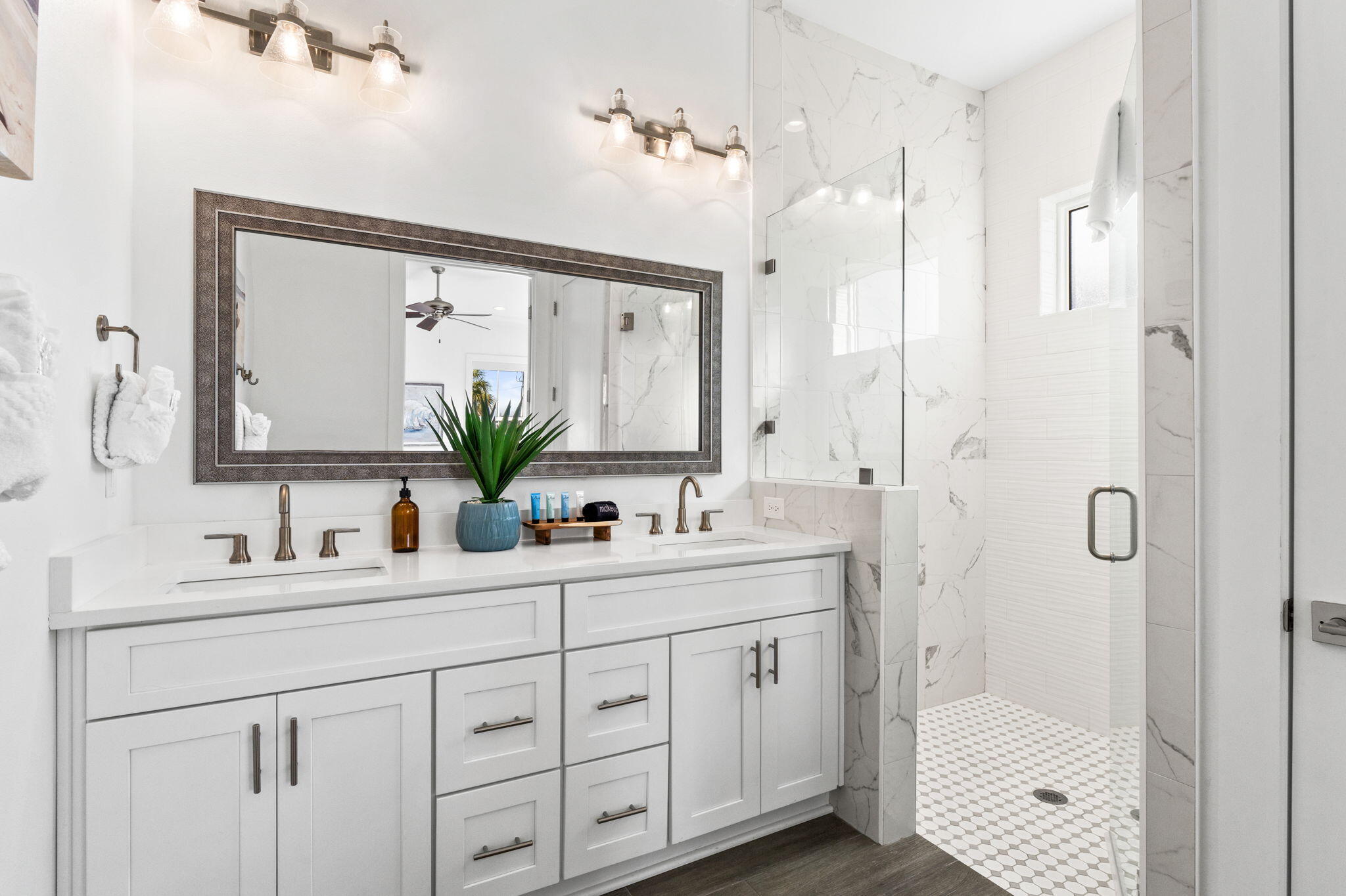 17 Penny Lane Santa Rosa Beach, FL 32459 - Photo 62 of 91 a bathroom with a double vanity sink mirror and shower