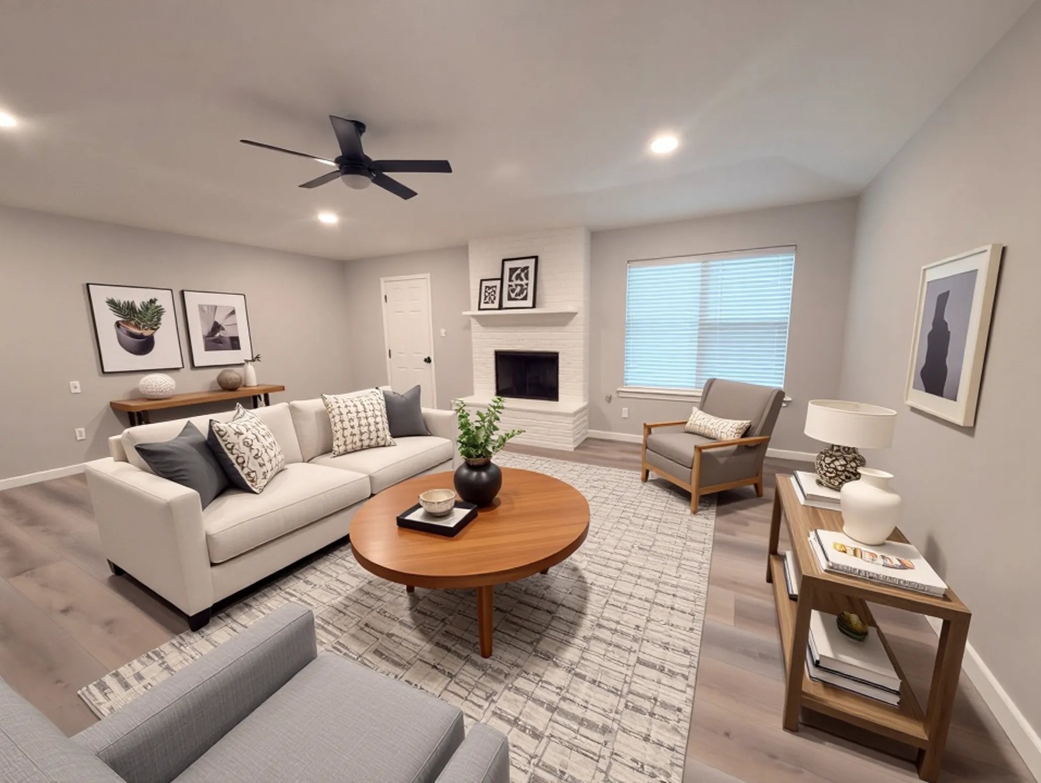 23918 Farm Hill Drive Spring, TX 77373 - Photo 3 of 16 a living room with furniture a fireplace and a flat screen tv
