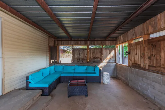 a view of a garden with a tree