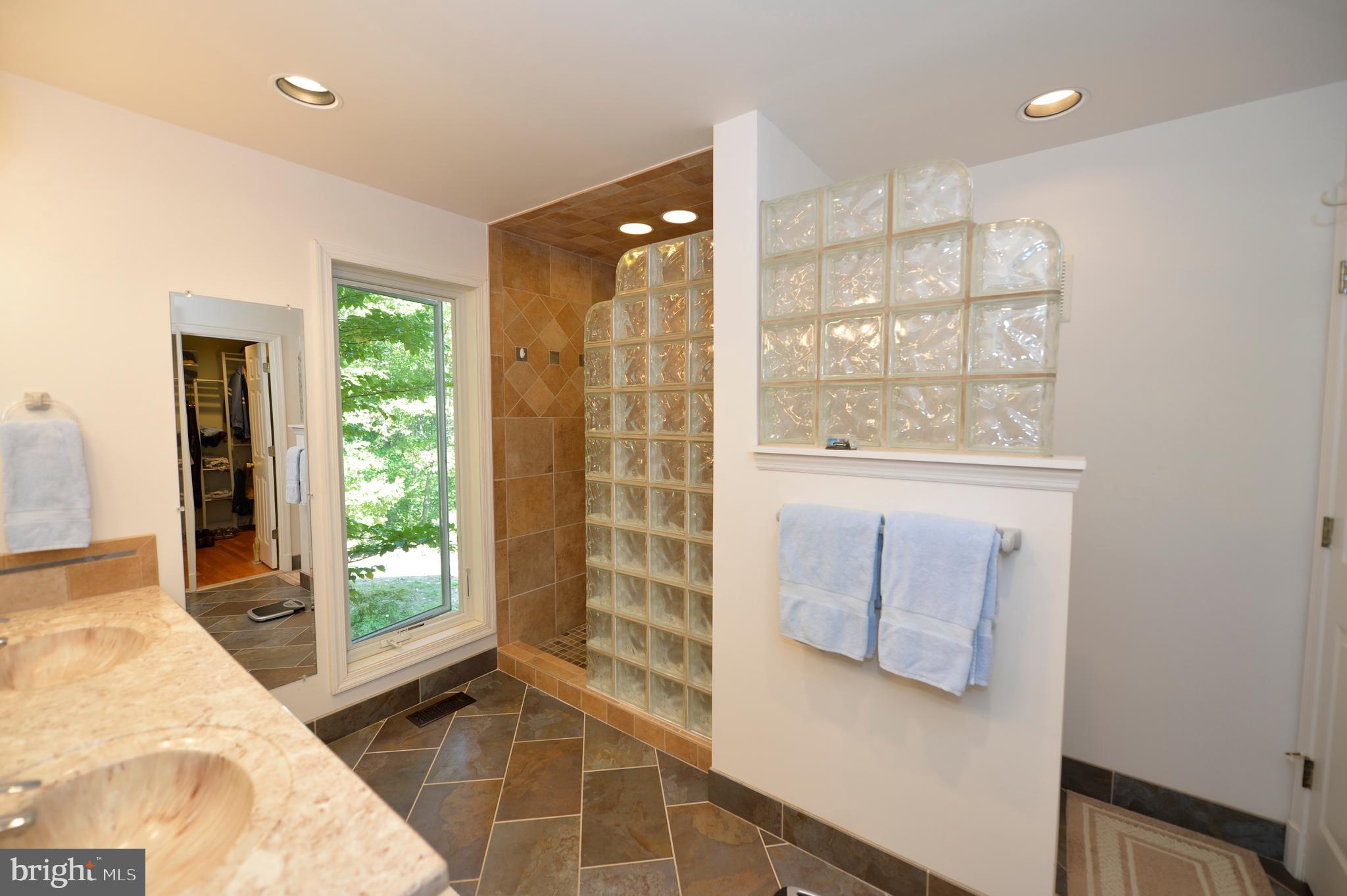 11173 Oakview Road Delaplane, VA 20144 - Photo 36 of 60 Owner's bath w/ glass block shower & slate floors
