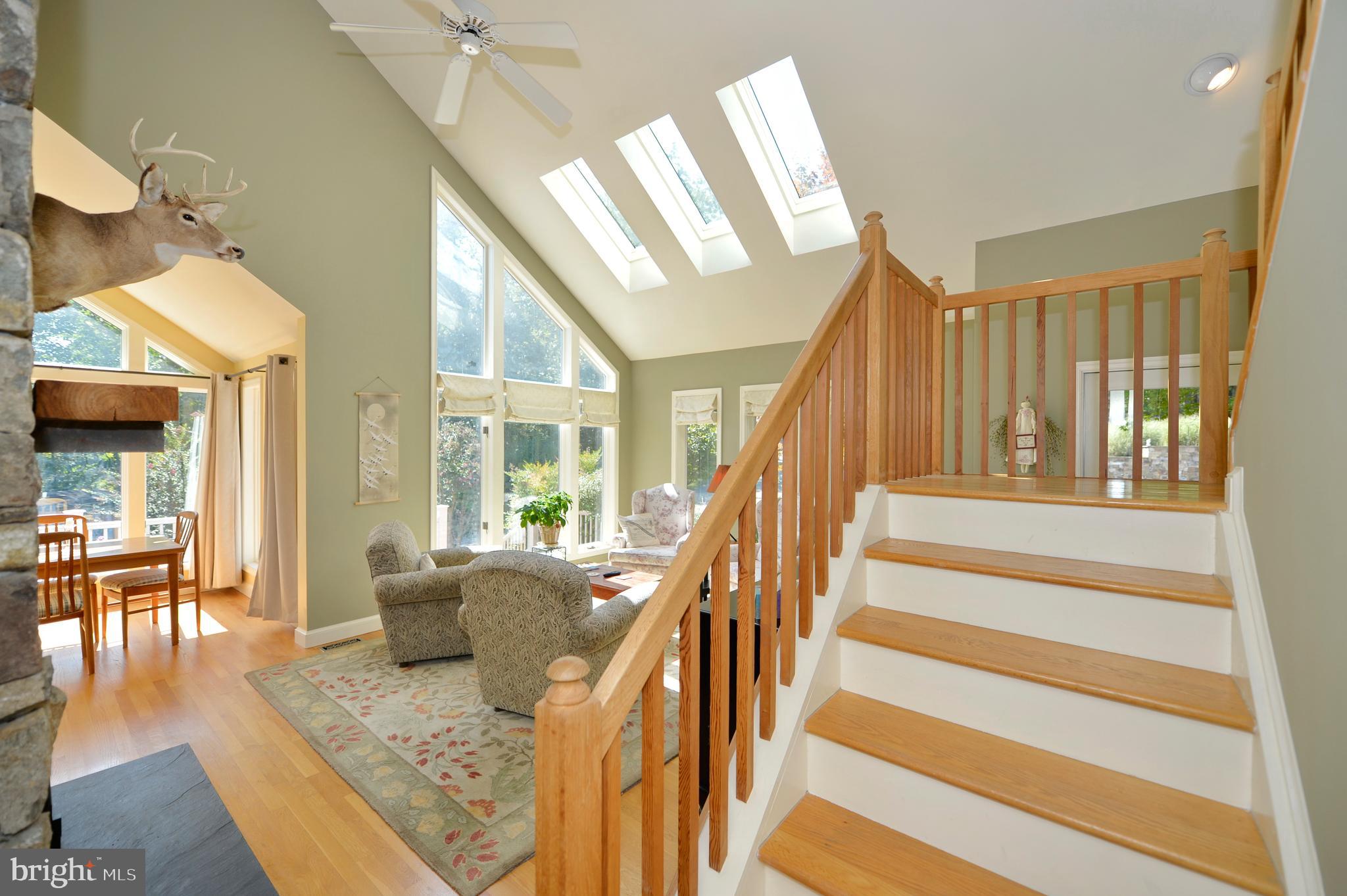 11173 Oakview Road Delaplane, VA 20144 - Photo 39 of 60 Skylights in living room stairs to US bedrooms