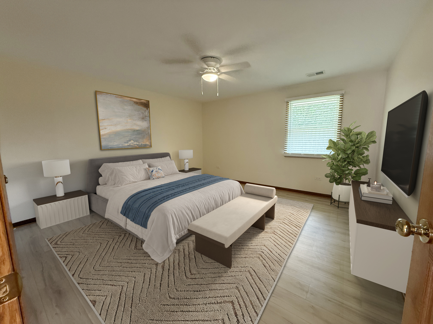 532 West Street, Unit 6 Lockport, IL 60441 - Photo 10 of 13 a bedroom with a bed and a flat screen tv