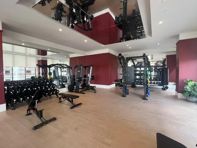 a view of a room with gym equipment