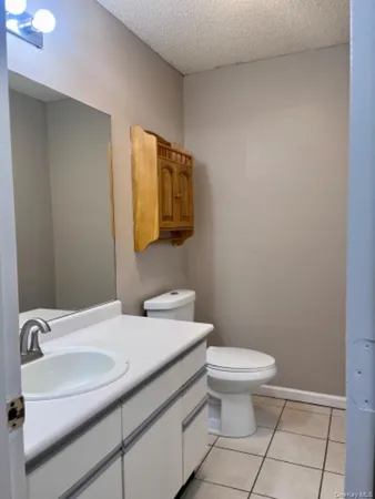 a bathroom with a sink a toilet and mirror