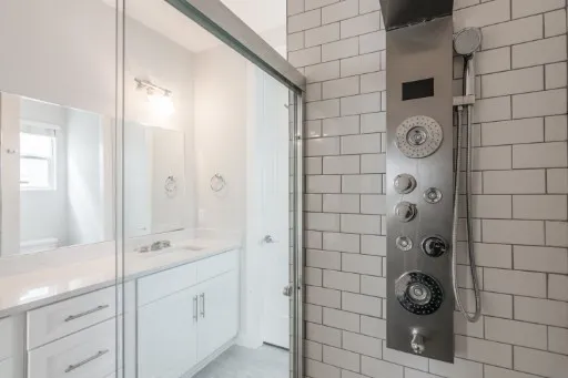 a bathroom with a shower