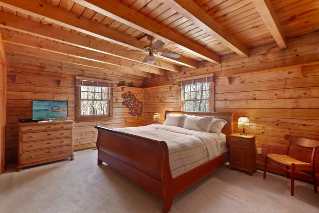 a bed room with a bed and a television