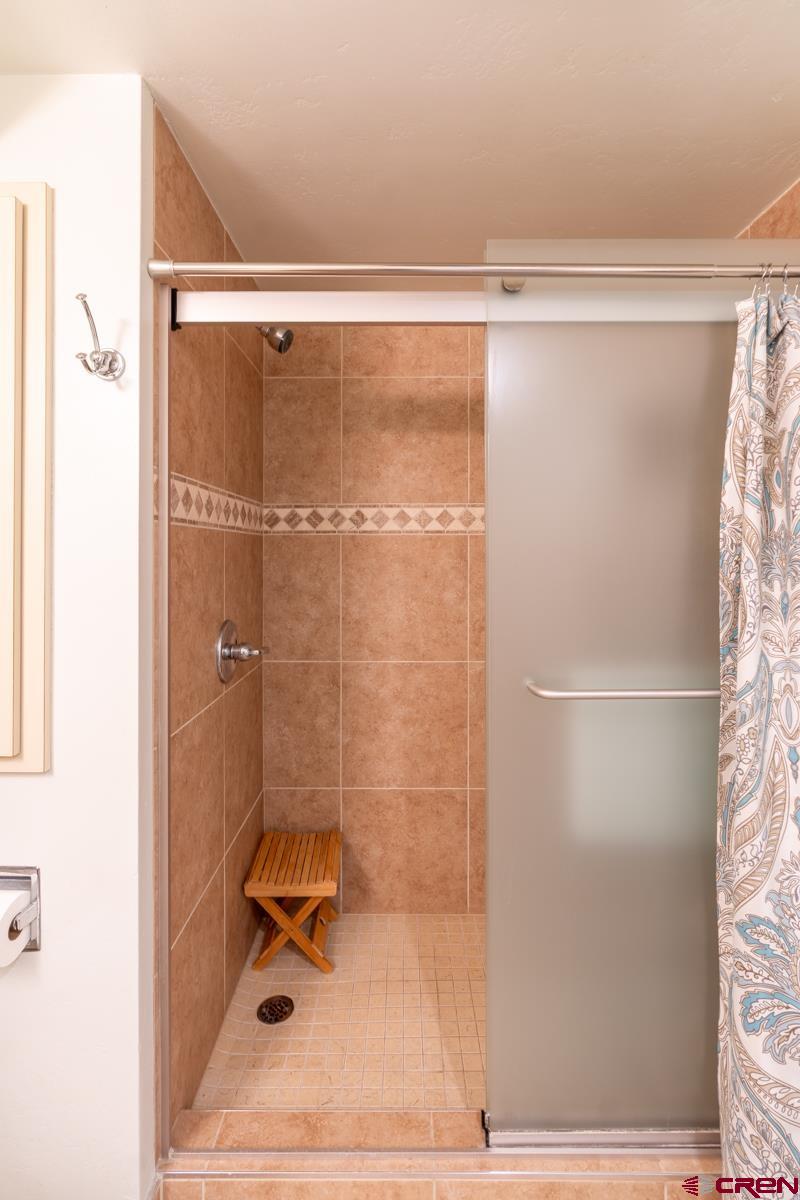 73 Tamarron Drive, Unit 866 Durango, CO 81301 - Photo 19 of 34 a bathroom with a glass shower door