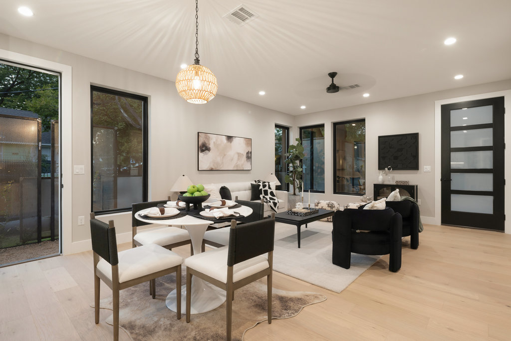 1401 East 3rd Street, Unit 1 Austin, TX 78702 - Photo 32 of 40 Dining area with recessed lighting, light wood finished floors, and a ceiling fan