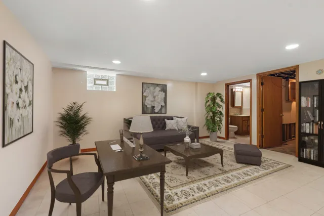 a living room with furniture