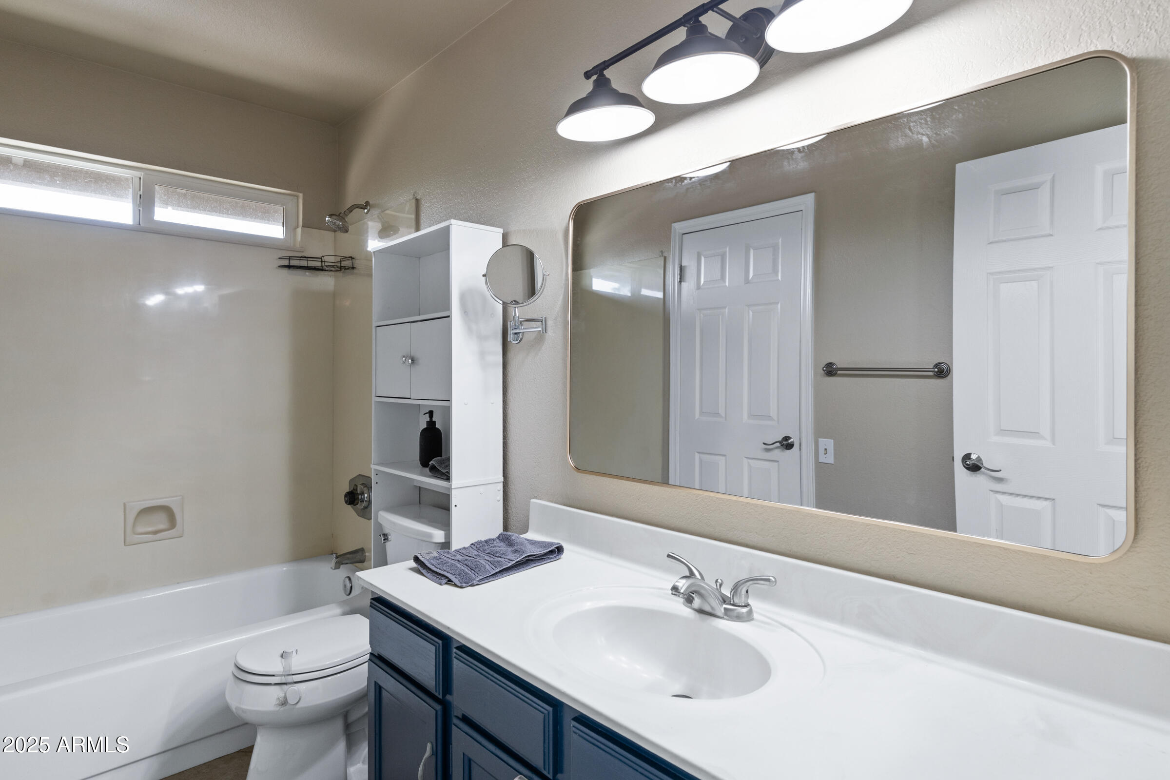 1645 North Saguaro Street Chandler, AZ 85224 - Photo 39 of 45 a bathroom with a sink a toilet a large mirror and shower