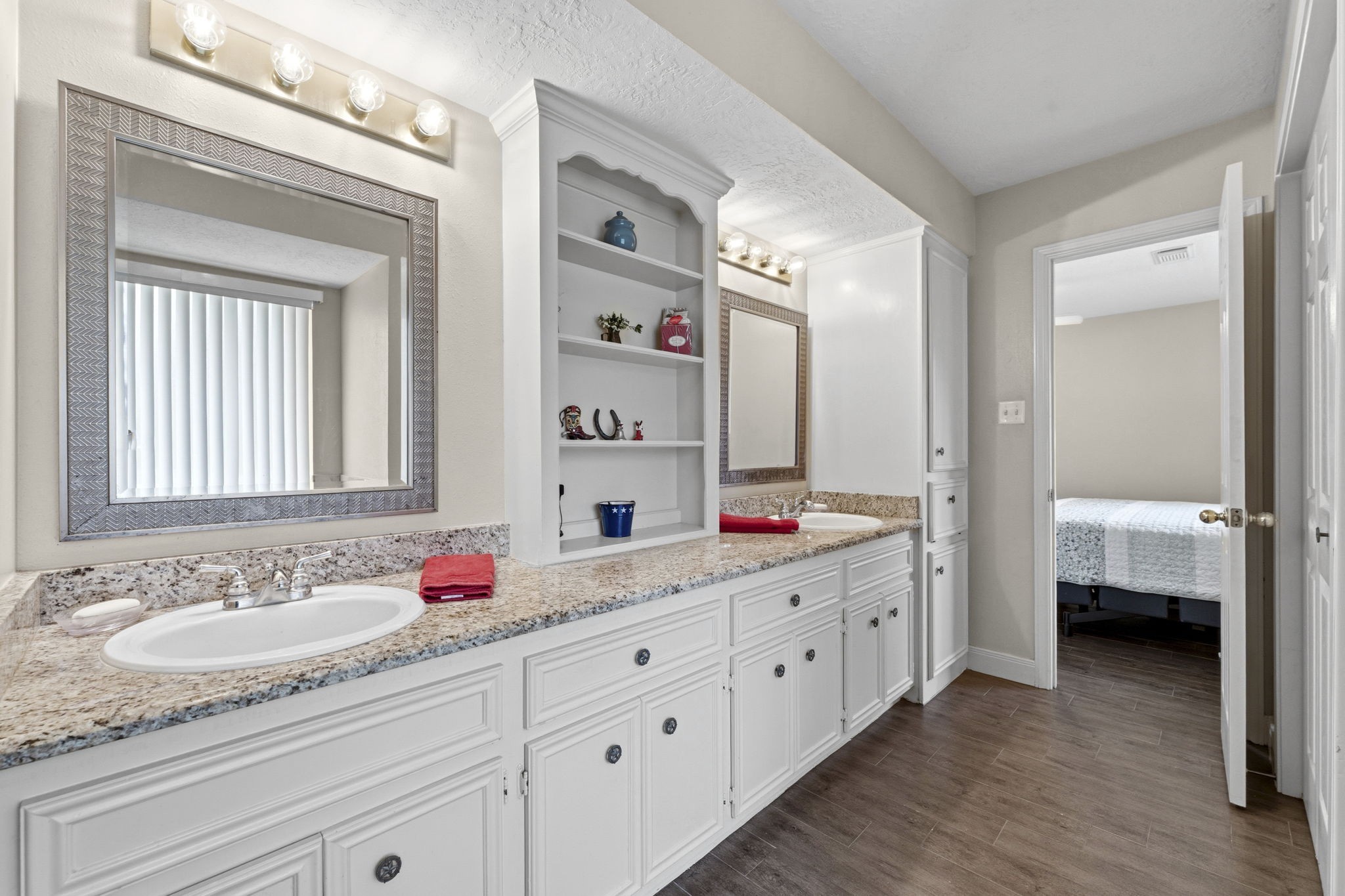 21809 Tophill Drive Spring, TX 77388 - Photo 21 of 50 a bathroom with a granite countertop double vanity sink mirror and