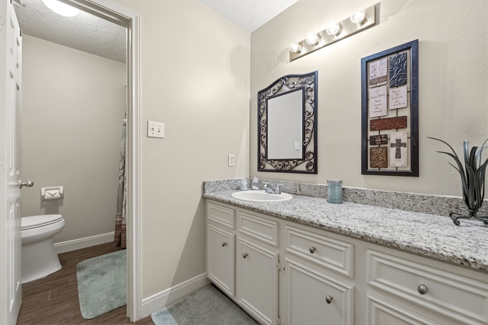21809 Tophill Drive Spring, TX 77388 - Photo 26 of 50 a bathroom with a granite countertop sink mirror and toilet