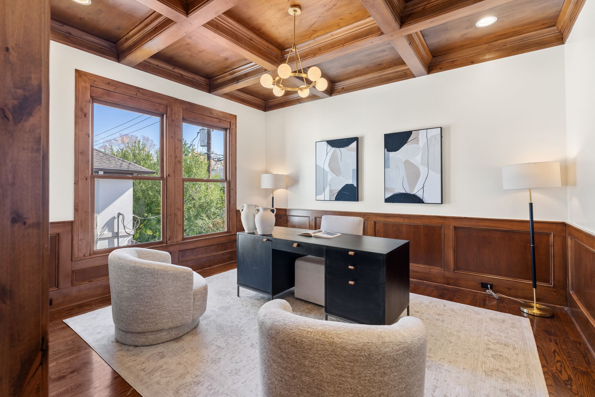 1815 Milford Street Houston, TX 77098 - Photo 17 of 33 HOME OFFICE - Second floor office or bonus space with stunning wood paneled ceiling and wainscotting.
