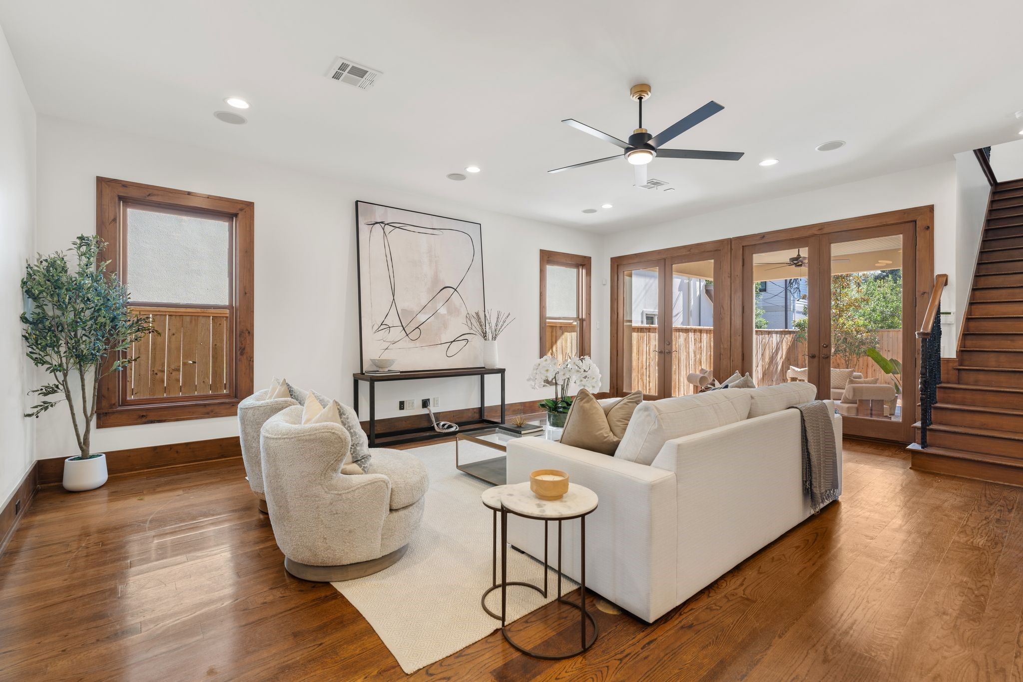 1815 Milford Street Houston, TX 77098 - Photo 2 of 33 LIVING ROOM - Bright and open main living space with two sets of French doors to patio.