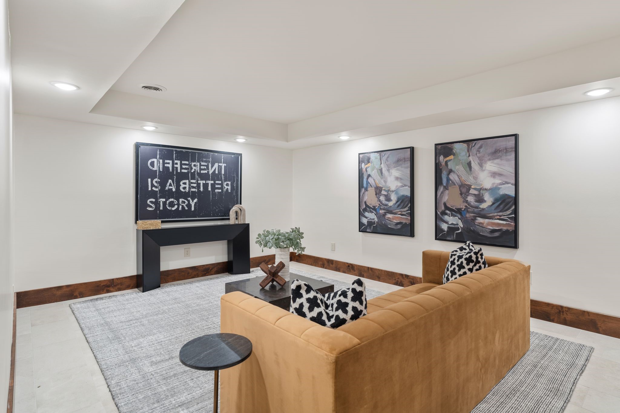 1815 Milford Street Houston, TX 77098 - Photo 27 of 33 MEDIA ROOM - Bonus room in the basement is perfect for a media room, exercise equipment or office. New porcelain tile floors.