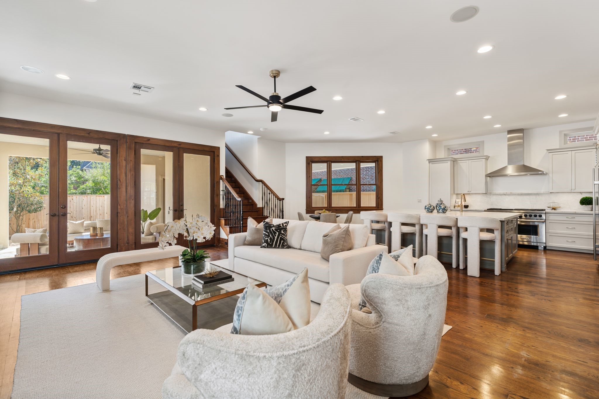 1815 Milford Street Houston, TX 77098 - Photo 3 of 33 LIVING ROOM II - Living room features updated ceiling fan and LED lighting.