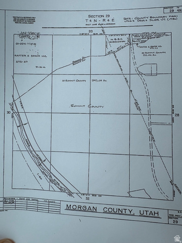 2687 East Henefer Road, Unit 1 Henefer, UT 84033 - Photo 6 of 6 Plat Map. Illustrating the property's boundaries, dimensions, and geographical coordinates within Section 29, T4N-R4E, encompassing parcels in both Summit and Morgan Counties, Utah