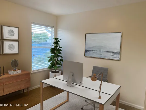 an empty room with a window