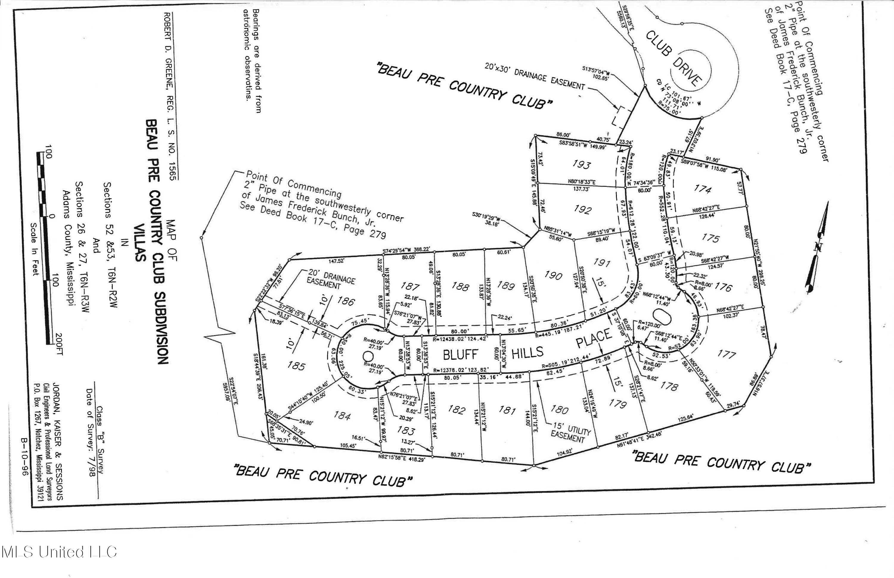 Survey plat with set backs