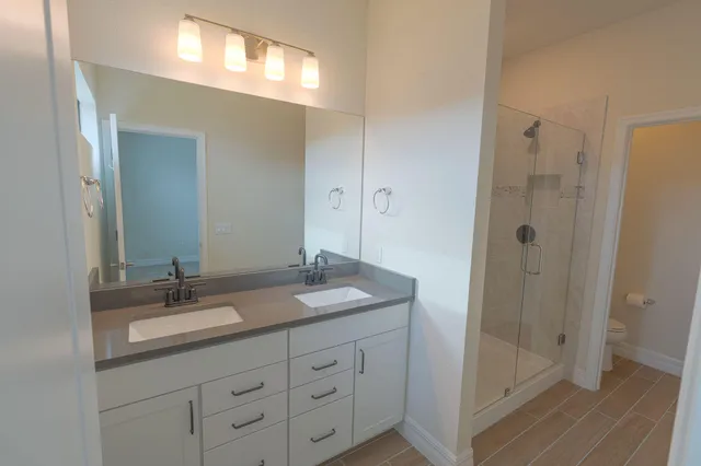 an empty room with a workbench