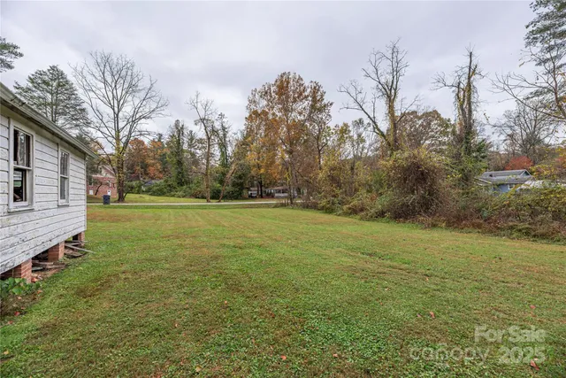 a view of a field with trees