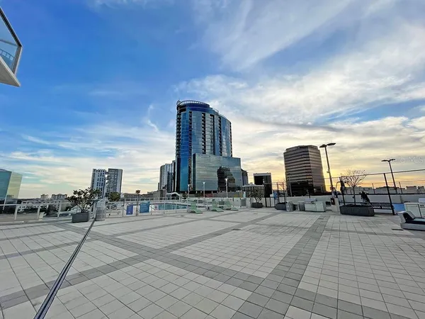 a view of a city from a balcony