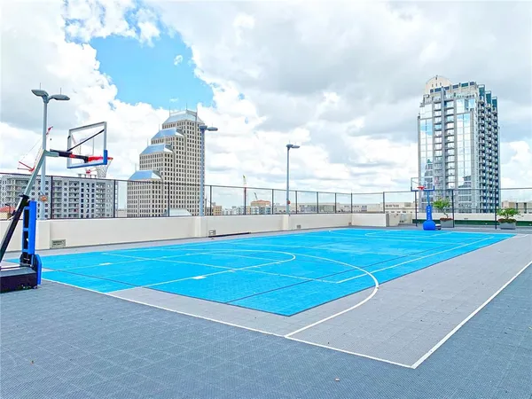a living room with a large window