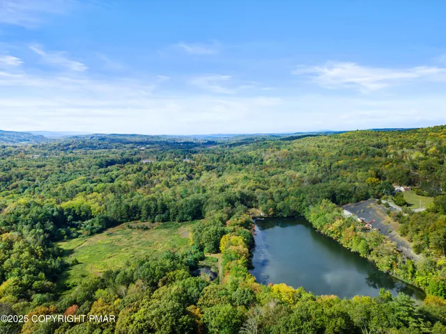 an aerial view of green landscape with trees