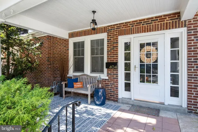 a porch with seating space