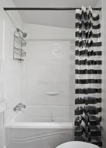 a bathroom with a bathtub