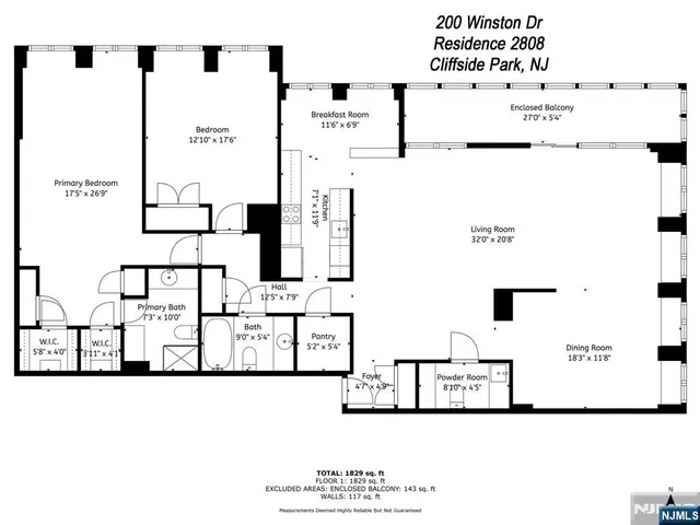 $759,000 | 200 Winston Drive, Unit C2808, Cliffside Park, NJ 07010