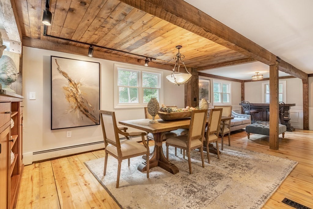 373 Ipswich Road Boxford, MA 01921 - Photo 13 of 37 a view of a dining room with furniture wooden floor and a rug
