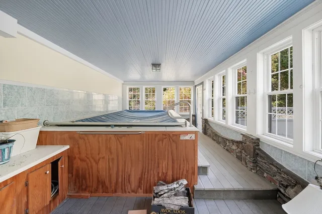 a living room with a large window